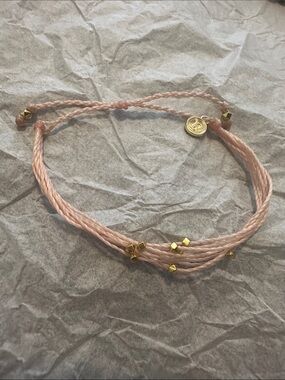 NWOT Pura Vida Delicate Blush Pink Braided Cord Bracelet with Gold Accents